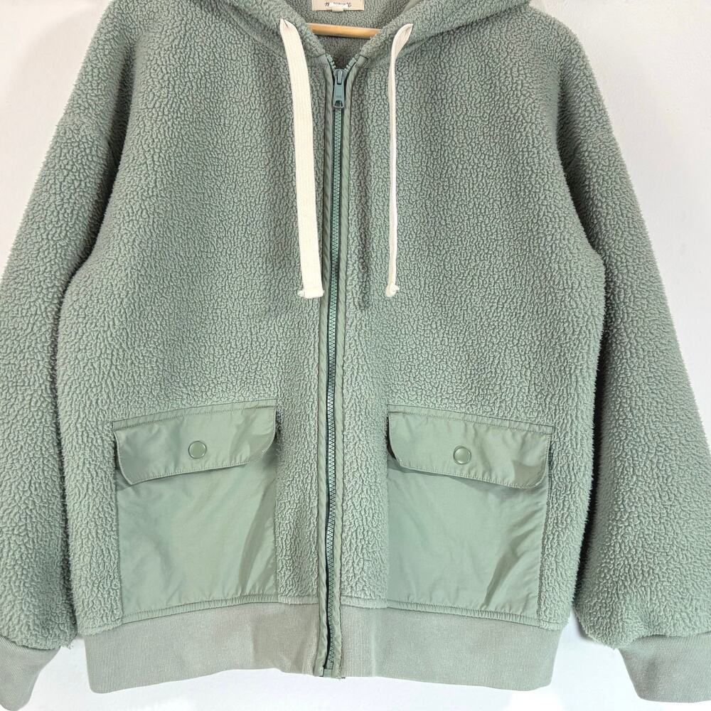 Madewell (Re)sourced Recycled Fleece Hooded Zip Jacket Frosted Willow Size L - Picture 7 of 13